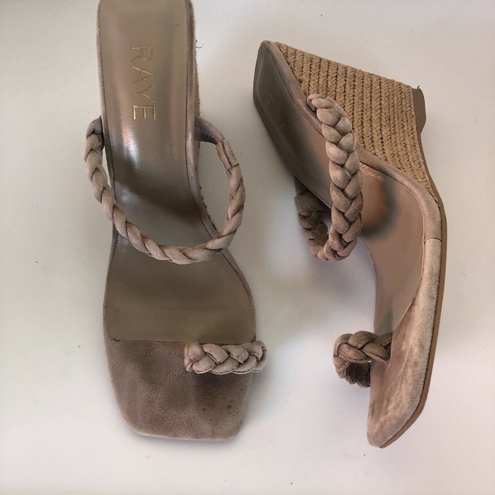 RAYE Essex Wedges Taupe Braided Espadrilles Square Tie Ring Revolve 9 $178 - Picture 4 of 7